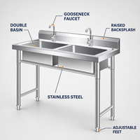 Évier de cuisine en acier inoxydable 304 avec drain invisible, design dissimulé, finition brossée mate, résistance à la corrosion, look moderne