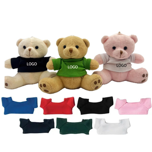 Logotipo de impresión personalizada de 4 ', regalo de recuerdo, me encanta Rusia, EE. UU., pequeño oso de peluche con camiseta, Mini llavero de felpa - Product Image 6