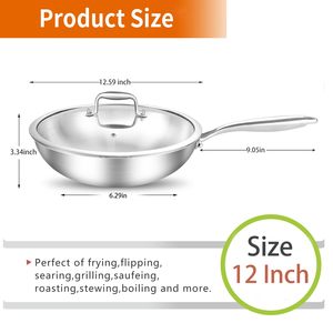 Wok de acero inoxidable de tres capas de buena calidad, utensilios de cocina duraderos, sartén antiadherente para cocinar - Product Image 3
