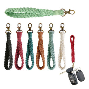 Correa <span class=keywords><strong>de</strong></span> <span class=keywords><strong>algodón</strong></span> trenzada con nudos, hecha a mano, estilo bohemio, <span class=keywords><strong>para</strong></span> llaves, tarjetas, pulsera, llavero <span class=keywords><strong>de</strong></span> <span class=keywords><strong>macramé</strong></span>. - Product Image 1