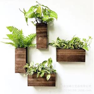 Soporte de pared de madera maciza para plantas, decorativo, para interiores, estilo rústico, para sala de estar, para flores secas - Product Image 2