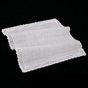 Alta calidad hecha <span class=keywords><strong>a</strong></span> mano personalizada blanco puro algodón suave señoras mano <span class=keywords><strong>ganchillo</strong></span> encaje pañuelo 13x13 pulgadas con encaje de <span class=keywords><strong>ganchillo</strong></span> - Product Image 1