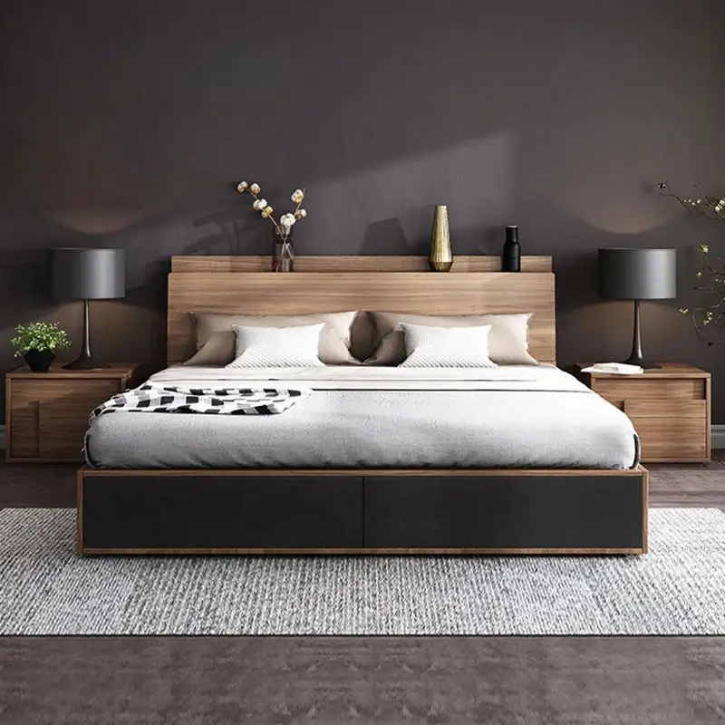 Ensemble de meubles de maison de luxe pour chambre à coucher ensemble de meubles multifonctionnels design lit de rangement réglable en bois pouvant être surélevé et abaissé