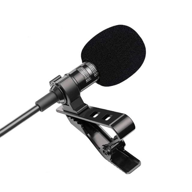 Debra 1.5m Mini Portable Microphone Condenser Clip-on Lapel Lavalier Mic Wired Mikrofo/Microfon for Phone Laptop Made Metal
