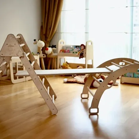Montessori Kids Furniture Toddler Wood Balance Beam Folding Triangle Climbing toy