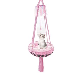 <span class=keywords><strong>Hamac</strong></span> en corde de coton et macramé pour chats, lit en lin écologique pour animaux de compagnie avec motif solide ou motif animal, nouveauté - Product Image 3