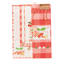 Deli — ensemble de papeterie pour note adhésive, petit bloc-notes créatif kawaii, feuillet autocollant avec poches, cerises, pour bébé
