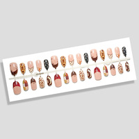 30 faux ongles à presser, forme amande, motif écossais automne, style French, avec lime à ongles, gelée, vente en gros, dropshipping