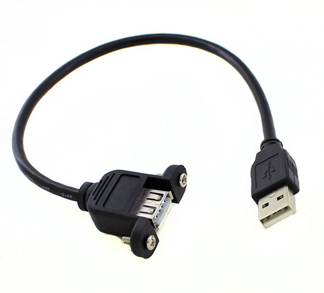 For UL 2725 Standard 28/24 AWG PVC ABE Shield USB Male Female Extension Cable Screw Panel Mount for Computers Barcode Scanners