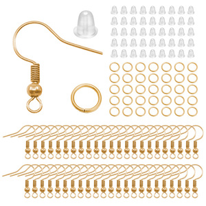 Diy <b>Earring</b> Set Ear <b>Hooks</b> Single Loops With Silicone Backs For <b>Earring</b> Making Multiple Colors Iron Plated Jewelry Findings - Product Image 3
