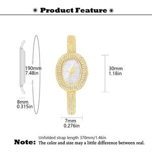 Montre-bracelet pour femme élégante et raffinée de forme ovale avec zircon et diamants haut de gamme - Product Image 5