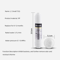 Cartouche de filtre à charbon actif T33, filtre à charbon actif en ligne à base de noix de coco, filtre à eau de remplacement pour système de purification d'eau par osmose inverse