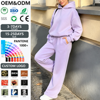 Ensemble à capuche pour femme, résistant aux plis, décontracté au quotidien, anti-boulochage, en coton épais, ensemble 2 pièces