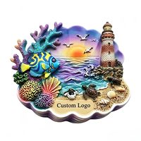 Aimant de réfrigérateur en résine 3D avec logo personnalisé, souvenir de plage marine, aimant de réfrigérateur en résine très vendu pour la décoration de la maison
