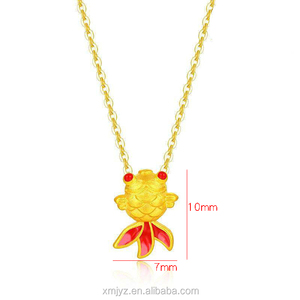 Collar de Oro de Dubái con Diseño de Pez <span class=keywords><strong>Ponyo</strong></span>, Bañado en Latón con Oro de 14K, Pequeño Pez Dorado, Ji Yusheng Has You - Product Image 2