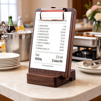Set Papan Klip Kayu Mini dengan Alas, Papan Memo Portabel untuk Meja dan Penjepit Buku Catatan Kayu, Cocok untuk Kafe dan Restoran