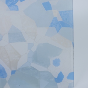 Vidrio Decorativo de Privacidad con Mosaico Geométrico Azul Claro, Impreso con Serigrafía, para Vestíbulos de Hoteles y Tiendas Minoristas - Product Image 6