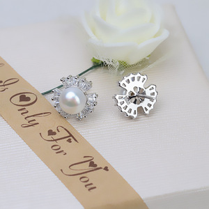 ต่างหูเงินแท้ S925 ชุบทองคำขาวและโรสโกลด์ ทรงสี่เหลี่ยม ประดับเพชรซิคอนสองแถว สำหรับทำเครื่องประดับมุก DIY ถาดเปล่าสำหรับฝังอัญมณี รุ่น 1043 - Product Image 4