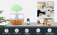 Humidificateur à Bruit Blanc avec Nuage de Champignon Arc-en-ciel et Gouttes de Pluie, Diffuseur d'Arômes Alimenté par USB et Veilleuse pour le Sommeil, pour la Maison et les Hôtels YS