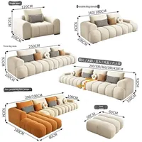 Canapé modulaire en velours crème extensible de luxe moderne en forme de L, idéal pour villa, personnalisable pour salon