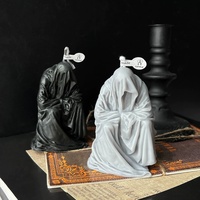 Ensemble de 6 décorations créatives faites à la main pour Halloween et Pâques : Épée sans visage à cape noire et Squelette parfumé pour les fêtes