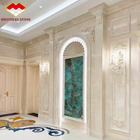 Panneau mural en marbre beige crème de style européen, marbre beige magnolia sculpté à la main, décoration murale intérieure pour villa, hôtel