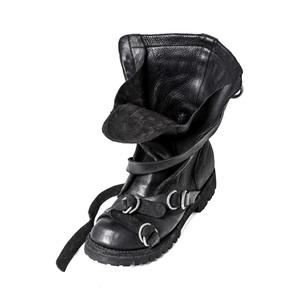 Bottes punk pour femmes, bottes de <span class=keywords><strong>moto</strong></span> <span class=keywords><strong>vintage</strong></span> à bout rond, taille 45, semelle épaisse, boucle de ceinture rétro unisexe personnalisée par le fabricant - Product Image 6