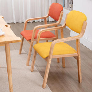 <span class=keywords><strong>Chaise</strong></span> <span class=keywords><strong>de</strong></span> salle à manger contemporaine en bois massif avec siège rembourré, fauteuil design monobloc à accoudoirs courbes, structure légère et durable - Product Image 5