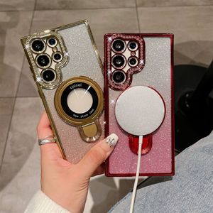 Funda Magnética Electrochapada con Soporte para <span class=keywords><strong>Samsung</strong></span> S24 Ultra S23 A05s <span class=keywords><strong>A13</strong></span> A73, con Brillantes y Degradado de Purpurina, Protectora - Product Image 4