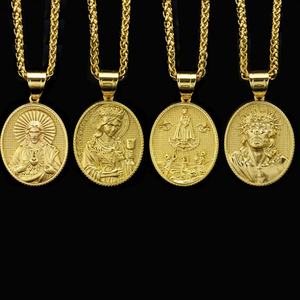 Collier pendentif religieux de luxe en acier inoxydable fin, couleur or 14 carats, non ternissant, pour homme et femme - Product Image 1