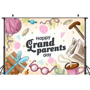 Wollmix Happy Grandparents Day Décorations 7x5ft Backdrops Bannière Cadeaux pour l'événement de retraite Grand-père Grand-mère Photo Booth Props - Product Image 6