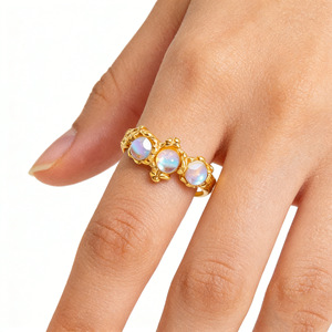 ZOGXIN Fashion <b>Rings</b> Gold Plated <b>Crystal</b> Geometric Adjustable For Women - Product Image 4