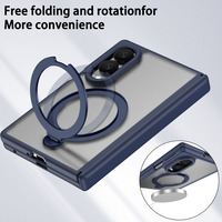 Étui magnétique pliable antichoc 360° avec protection de charnière pour Samsung Galaxy Z Fold 7 8 Wide °   Support de téléphone rotatif fin avec anneau