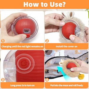 Jouets interactifs pour chats : Balle roulante rapide dans un tapis de jeu, balle automatique pour chat dans une pochette - Product Image 3