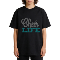Transfert thermocollant de strass Bling Hot Fix Cheer Design pour T-shirt