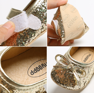 Chaussures plates à paillettes scintillantes à semelle souple pour bébés filles de 6 mois, ensemble chaussures et bandeau pour nouveau-nés et tout-petits - Product Image 6