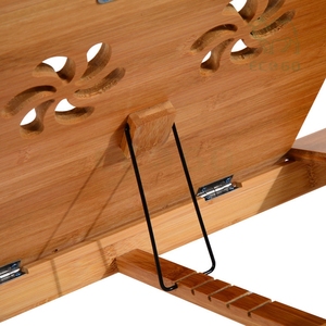 72Lx35Wx22-30H Cm Large Bamboo Foldable <b>Laptop</b> Desk Good Quality <b>Laptop</b> Stand Serving <b>Trays</b> With Top Drawer and Cup Holder - Product Image 5
