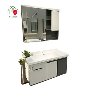 Vent crème armoire de salle de bain en bois massif combo en céramique lavage à la main lavabo comptoir petite maison - Product Image 6