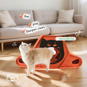 Hot All Season Felt Cat Tunnel Bed Casa plegable para mascotas con Forro cálido para gatos de interior y gatitos Productos para mascotas - Product Image 2