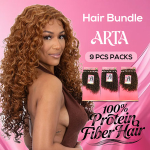 Extensions de cheveux Julianna en gros, lot de 9 pièces, fibres organiques bio-proteinées, tissage synthétique, mèches bouclées, ensemble de mèches - Product Image 2