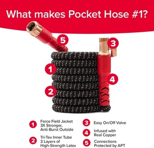 Custom Pocket <b>Hose</b> Copper Head <b>Expandable</b> Garden <b>Hose</b> with Pocket Pivot, No Tangles, AS SEEN ON TV, 360° Swivel, Tri-Tex Tubing - Product Image 6