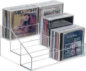 3-Tier hiện đại cao cấp rõ ràng Acrylic <span class=keywords><strong>CD</strong></span> lưu trữ giá nhỏ gọn phương tiện truyền thông tổ chức hiển thị đứng bàn tầng thiết kế đánh bóng cử<span class=keywords><strong>a</strong></span> hàng - Product Image 3