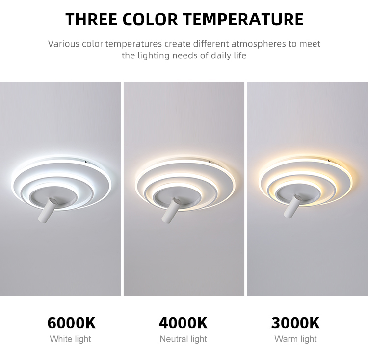 Modern Iron Acrylic Round White Benroom Home Living Room Hotel Led Ceiling Lamp