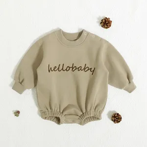 Custom Embroidery Baby Clothes Logo Autumn Natural Long Sleeve Warm Winter 100% Cotton Baby Romper