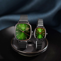 GEDI 13054 Amoureux Robe Bracelet Chaîne Cristal Quartz Montre-Bracelet Acier Inoxydable Couple Étanche Slim Homme Femme Cadeau Montre