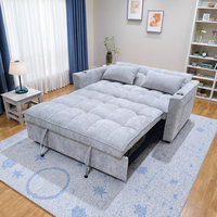 Fauteuil-lit carré moderne 2-en-1, extensible, en tissu, gain de place, pieds en acier inoxydable pour petits espaces