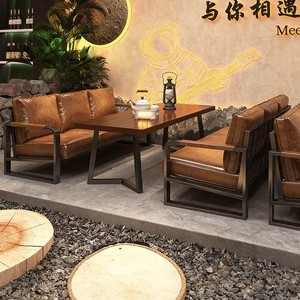 Divano Moderno Industriale in Pelle a Forma di L |   Telaio in Metallo |   Personalizzato, Prezzo di Fabbrica, Vendita all'Ingrosso |   Per Casa e Caffetteria - Product Image 1
