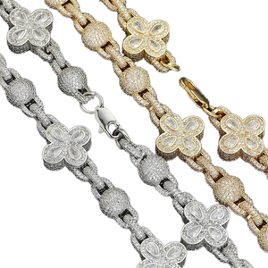 Bracelet chaîne unisexe de luxe en argent sterling 925 avec moissanite en forme de couronne de 10 mm, bijoux fins de la marque Etelleza Factory, style hip-hop - Product Image 1