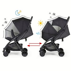 Pare-soleil et moustiquaire universels 2-en-1 pour poussette, housse de poussette avec protection UV et fermeture éclair bidirectionnelle pour landau - Product Image 2