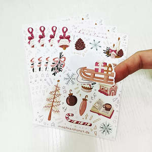 Feuille d'autocollant <span class=keywords><strong>de</strong></span> décoration <span class=keywords><strong>de</strong></span> Noël personnalisé A4 A5 A6 taille brillante/mate/pailletée film laminé imperméable vinyle impression baiser coupe - Product Image 5